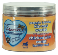100 GR Renske hond gezonde beloning mini hartjes kip/wortel - thumbnail