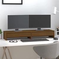 VidaXL Monitorstandaard 100x27x15 cm massief grenenhout honingbruin - thumbnail