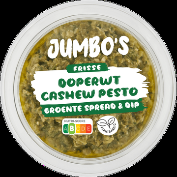 Jumbo's Frisse Doperwt Cashew Pesto Groente Spread & Dip 150 g Jumbo's Frisse Doperwt Cashew Pesto Groente Spread & Dip 150 g