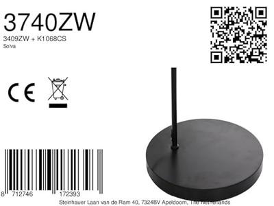 Steinhauer BooglampSolva zwart met strokleurige kap - 3740ZW