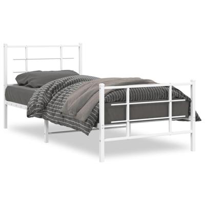 Bedframe met hoofd- en voeteneinde metaal wit 90x200 cm Bedframe met hoofd- en voeteneinde metaal wit 90x200 cm