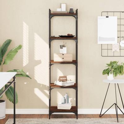 Boekenkast 5-laags 40x30x154 cm bewerkt hout bruin eikenkleur