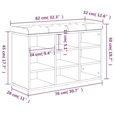 Schoenenbank 82x32x50 cm bewerkt hout grijs sonoma eikenkleurig