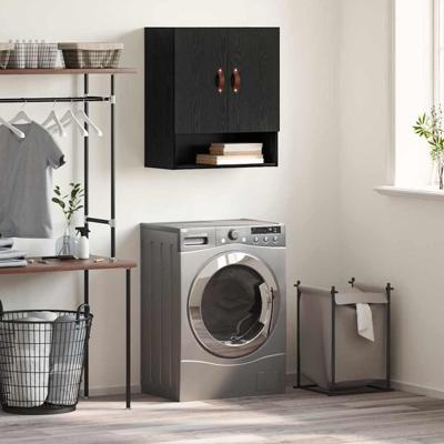 Wandkast Zwart eiken 60 x 31 x 70 cm Bewerkt hout