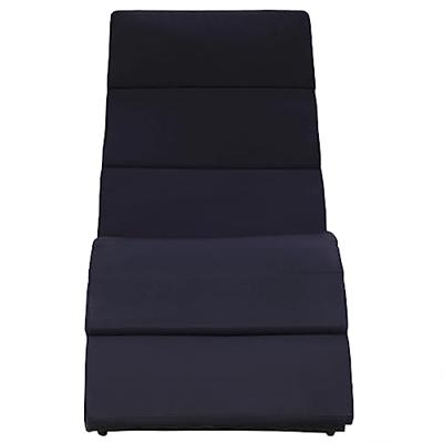 Ligbed met kussen poly rattan zwart