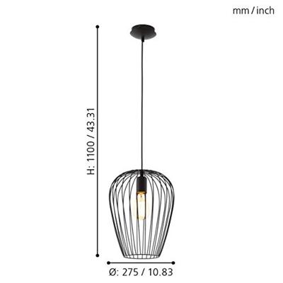 Eglo Hanglamp e27 zwart &apos;newtown&apos;