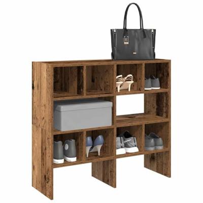 VidaXL Schoenenrekken 2 st stapelbaar 89,5x30x40 cm oud houtkleurig VidaXL Schoenenrekken 2 st stapelbaar 89,5x30x40 cm oud houtkleurig