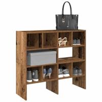 VidaXL Schoenenrekken 2 st stapelbaar 89,5x30x40 cm oud houtkleurig - thumbnail