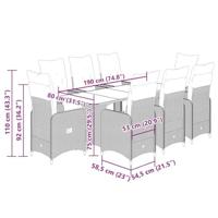 7-delige Bistroset met kussens poly rattan zwart - thumbnail