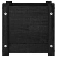 Plantenbakken 2 st 31x31x31 cm massief grenenhout zwart - thumbnail