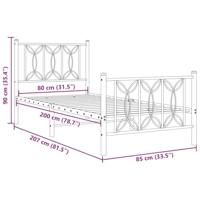 Bedframe met hoofd- en voeteneinde metaal wit 80x200 cm - thumbnail