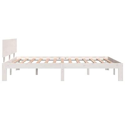 Bedframe massief grenenhout wit 140x200 cm