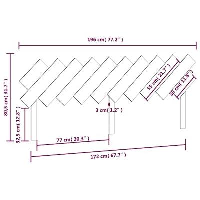 Hoofdbord 196x3x80,5 cm massief grenenhout wit