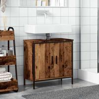 Wastafelkast 60x30x60 cm bewerkt hout oud houtkleurig - thumbnail