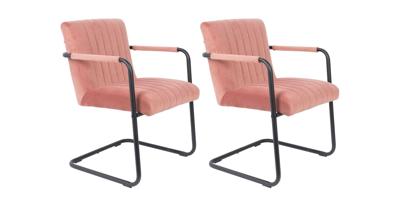 Dutchbone Stitched Velvet eetkamerstoel (set van 2)