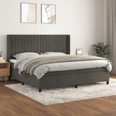 Boxspring met matras fluweel donkergrijs 200x200 cm