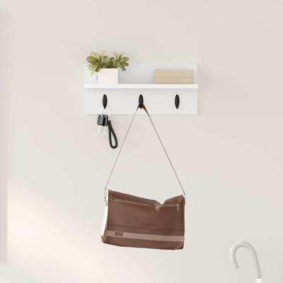 Wandgemonteerde kapstok Wit 40 x 10.5 x 18 cm Bewerkt hout