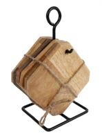 Gifts Amsterdam onderzetters set Karin 19 cm hout 5 stuks - thumbnail