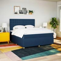 Boxspring met matras stof blauw 180x200 cm - thumbnail
