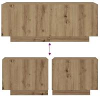 Nachtkastje 100x35x40 cm bewerkt hout artisanaal eikenkleur - thumbnail