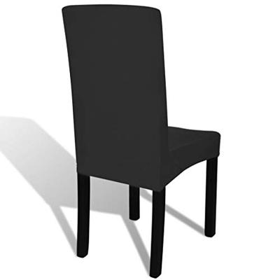 VidaXL 6 st stoelhoezen recht stretch zwart VidaXL 6 st stoelhoezen recht stretch zwart