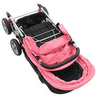VidaXL Kinderwagen dubbel staal roze en zwart - thumbnail
