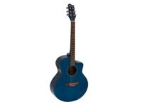 DIMAVERY STW-90 Western Guitar, crystal blue - thumbnail