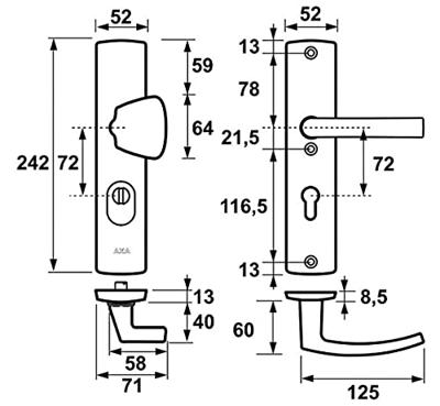 VH-beslag Curve Kr/Gr Blok PC72 Inox 38-54mm