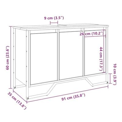 Wastafelkast 91x35x60 cm bewerkt hout sonoma eikenkleurig