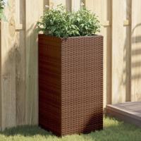 Plantenbakken 2 st 40x40x80 cm poly rattan bruin - thumbnail