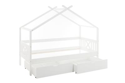 Viking Choice Huisbed kinderbed 90x200 cm grenenhout wit met 2 opberglades Viking Choice Huisbed kinderbed 90x200 cm grenenhout wit met 2 opberglades