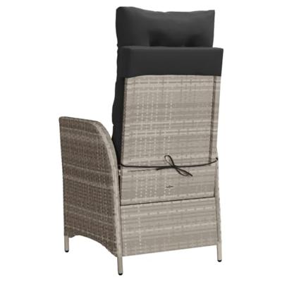 Tuinstoelen 2 st verstelbaar met kussens poly rattan lichtgrijs - thumbnail