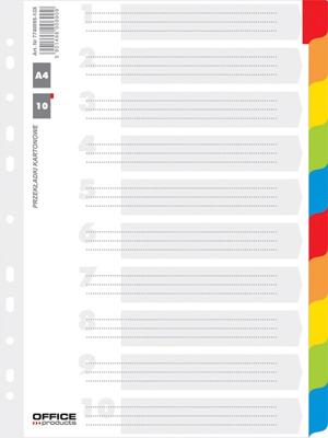 OFFICE products tabbladen, A4, karton, 11-gaatsperforatie, geassorteerde kleuren, 10 tabs