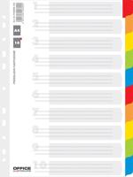 OFFICE products tabbladen, A4, karton, 11-gaatsperforatie, geassorteerde kleuren, 10 tabs - thumbnail
