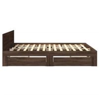 Bedframe met hoofdeinde bewerkt hout bruineikenkleur 200x200 cm - thumbnail