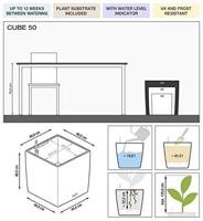 LECHUZA Cube Premium 50 bloempot - complete set, glanzend taupe - thumbnail