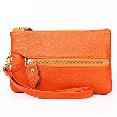 2001 horizontale vierkante Litchi textuur portemonnee Clutch tas voor dames met afneembare hand riem & 6 sleutelhangers (oranje)