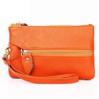 2001 horizontale vierkante Litchi textuur portemonnee Clutch tas voor dames met afneembare hand riem & 6 sleutelhangers (oranje) - thumbnail