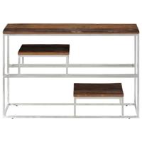 Wandtafel roestvrij staal en massief bielshout zilverkleurig - thumbnail