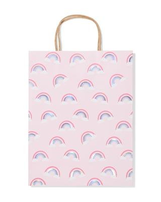 HEMA Cadeautas L 31x24cm papier regenboog (roze)