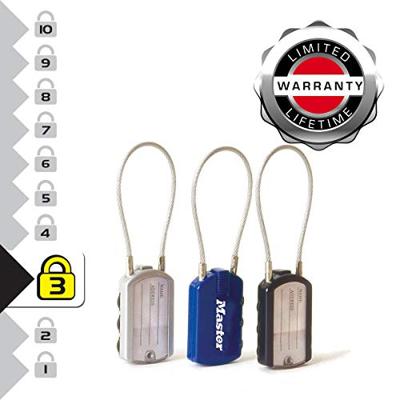 Masterlock 30mm address tag padlock - zinc body - 15cm steel cable with vinyl cov - 4684EURD