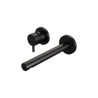Inbouw Wastafelmengkraan Brauer Black Edition Coldstart Rechte Uitloop Korte Ronde Hendel Links Mat Zwart Met Rozetten - thumbnail