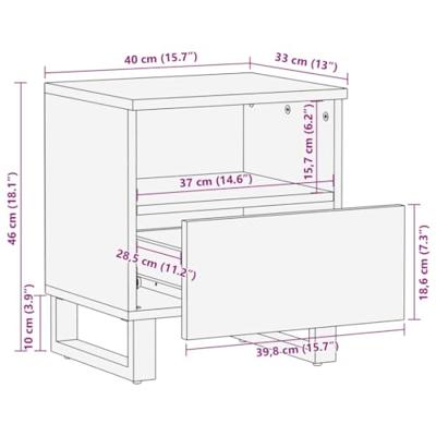 Nachtkastjes 2 st 40x33x46 cm massief mangohout