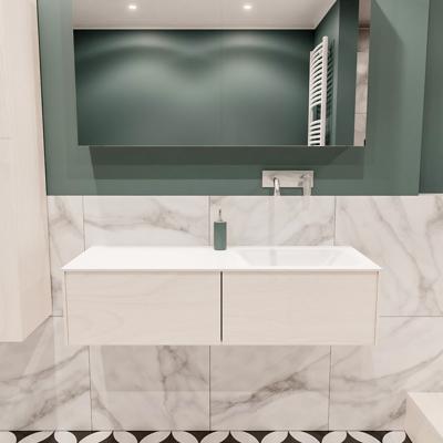 Mondiaz Lush Cloud badmeubel underlayment 120 cm 2 lades solid surface enkele spoelbak rechts zonder kraangat