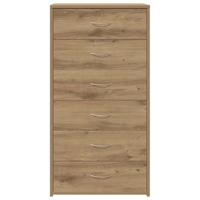 Dressoir met 6 lades 50x34x96 cm bewerkt hout artisanaal eiken - thumbnail