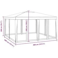 Partytent met 8 mesh zijwanden 4x4 m HDPE wit - thumbnail