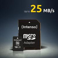 Micro SD geheugenkaart met adapter INTENSO 3413470 16 GB 16 GB - thumbnail