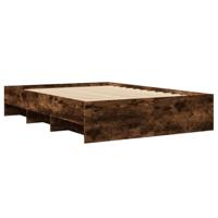 Bedframe bewerkt hout gerookt eikenkleurig 135x190 cm - thumbnail