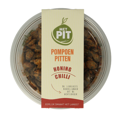 Met PIT Pompoenpitten honing chili 150 Gram Met PIT Pompoenpitten honing chili 150 Gram