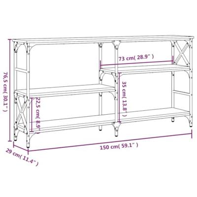 Wandtafel 150x29x76,5 cm bewerkt hout gerookt eikenkleurig